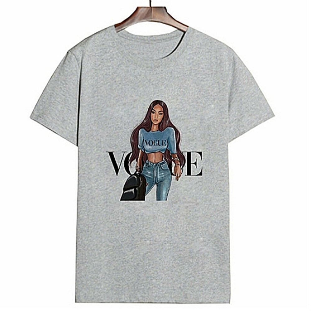 Vogue Style Grey Short Sleeve T-shirt
